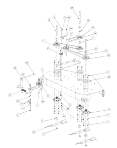 Fabricated Deck Spindle Assembly Diagram and Parts List for M54-KW 53AB5DBW150-23-HP Cub Cadet Lawn Tractor